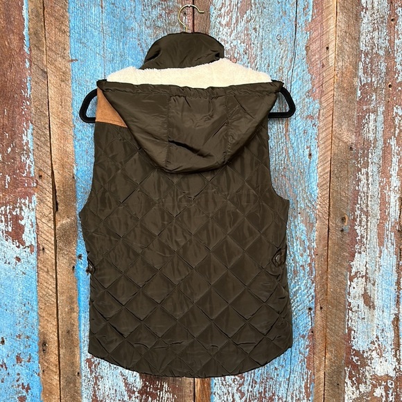 Love Tree Brown Hooded Quilted Puffer Vest Size Small - Picture 5 of 8
